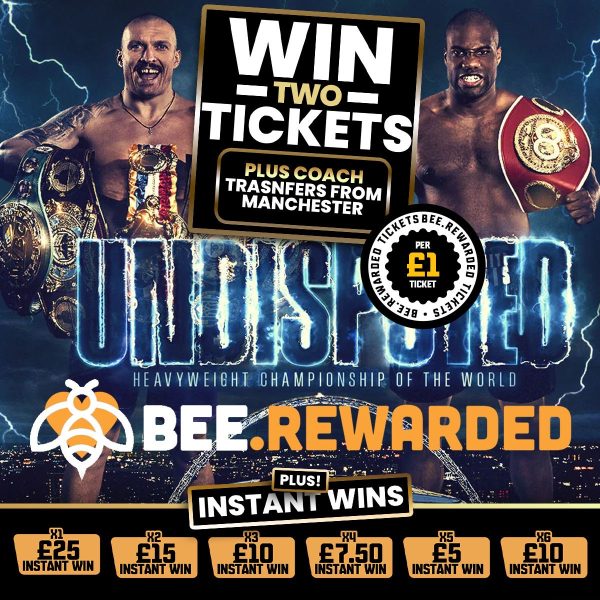 🥊 Usyk vs Dubois II Tickets + Coach from Manchester – £200 in Instant Wins! Just £1 a Ticket! 🚌💥