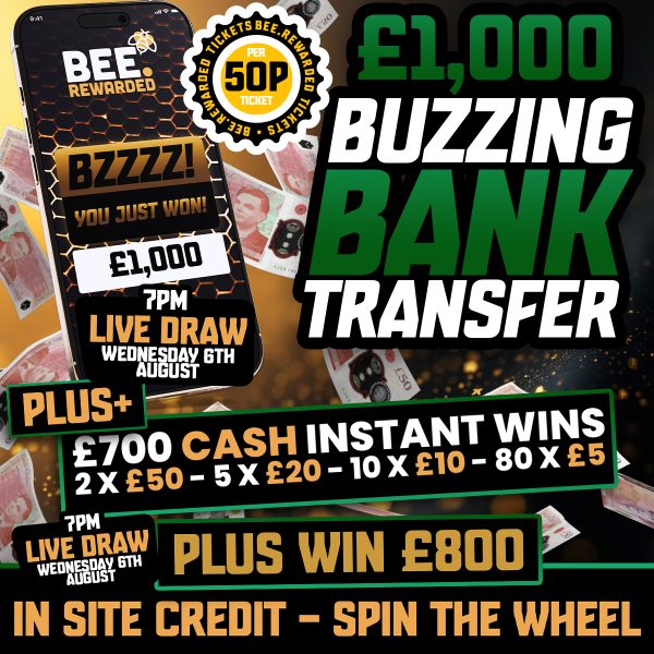 💥 £1,000 Bank Transfer! 50p Entry 💸 + £700 Instant Wins 🎡 Spin to Win £800 Site Credit!